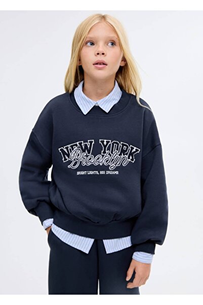 MANGO Kids İşlemeli pamuklu sweatshirt