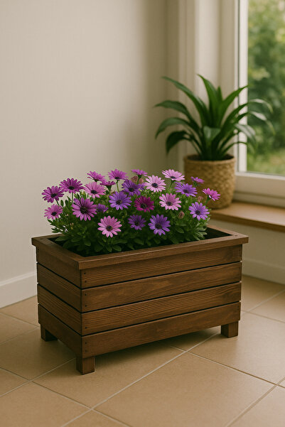 pinoxi Ahşap Saksı Saksılık Büyük Boy Saksı 34x68x40 Cm