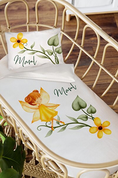 Homamia Isme Özel Anne Yanı 60x100 Beşik Uyku Nevresim Takımı Peri Kızı