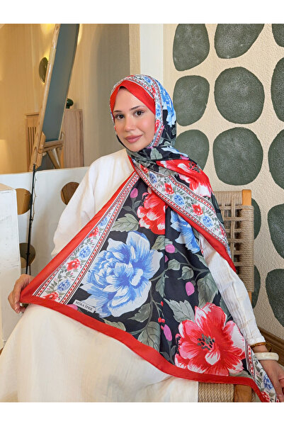 Mira İpek Patterned Cotton Soft Shawl Mena Series Red Green Ps93