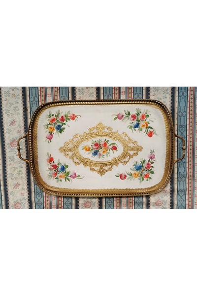 LM Esterhomedecor Rectangular Original Italian Rosewood Tray with Brass Frame Medium Size 30*50cm