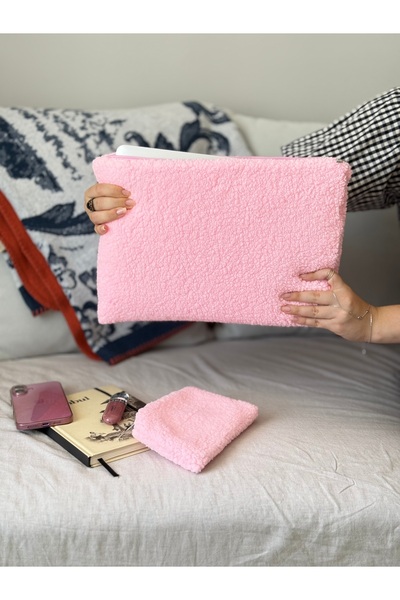 BABY KANGAROO Pink Plush Laptop Bag, MacBook Air 13-14-15-16 Inch Laptop Bag, Briefcase and Book Bag