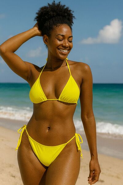 DEEP BEACH Triangle String Bikini Set