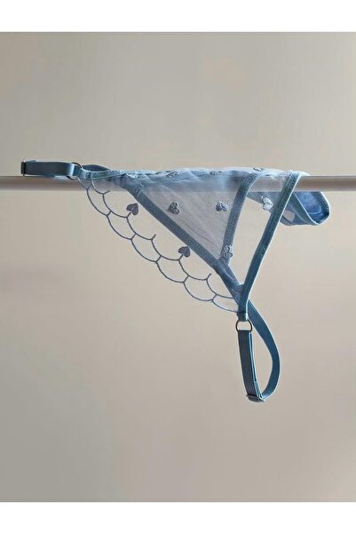 Fanwet Γυναικεία εσώρουχα με μπλε μικροσκοπικό σουτιέν από τούλι