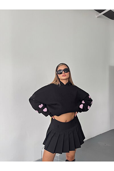 Vieoletta Tekstil MOR KALTI O supradimensionat Hanorac cu mânecă lungă, cu imprimeu scris, cu umăr dezactivat, K cu glugă