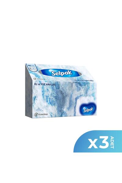 Selpak Kutu El ve Yüz Havlusu 21x19 cm Üç Katlı - 80x3 adet