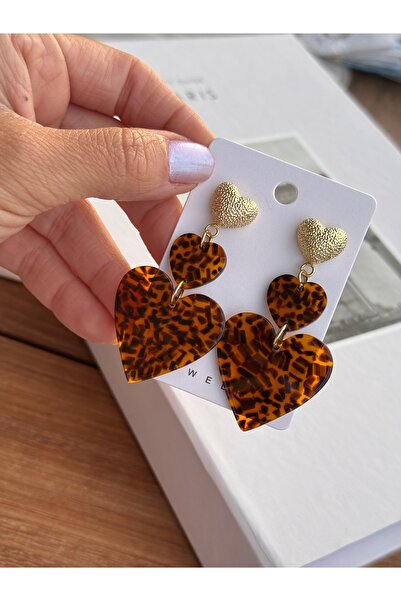 Miliva Kalpli Leopar Küpe | Abiye Küpe | Büyük Boy Sallantılı Küpe