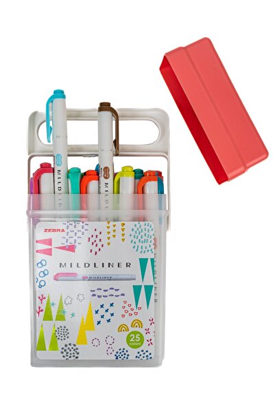 Zebra Mildliner Z Box 25'li Çift Uçlu Fosforlu Işaretleme Kalemi Plastik Çantalı Set / Wkt7-25c-zbo
