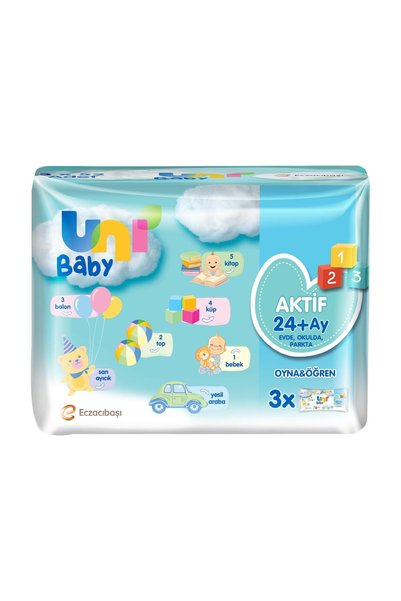 Uni Baby Aktif Oyna Öğren Islak Mendil 3x52 Adet