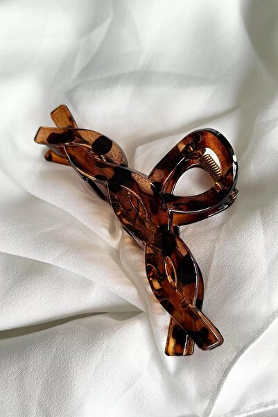 Stone Family Καφέ αγκράφα με μοτίβο λεοπάρ