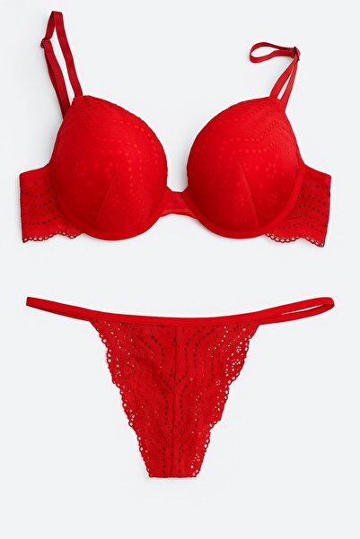 DE JUMO Women's Push up Top Bottom Bra Set