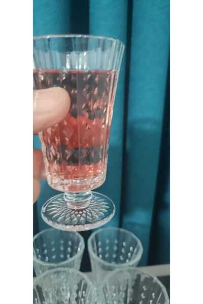 ORTAKÖY CENNETİ 6-Piece Footed Coffee Side Water Glass |   Standing Soft Drink Glass |   Coffee Presentation Cup