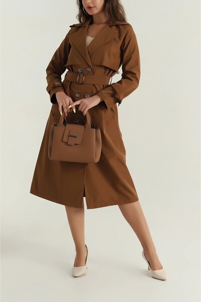 Viondor Women's Regular Double Breasted Collar Buttoned Belted Long Trench Coat 5711045