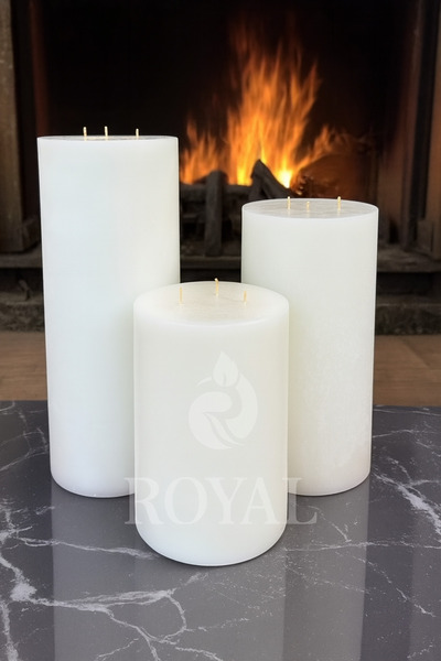 Royal Candle Royalmum BÜYÜK BLOK MUM SETİ ÇAP 20 CM BOYLAR 30-40-50 CM