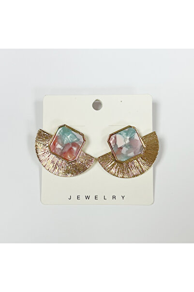 Perissy أقراط مروحية من الحجر باللون الذهبي