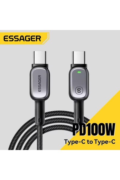 essager Type-C to Type-C Kablo 2 Metre | PD 100W Hızlı Şarj ve Data Transfer,...