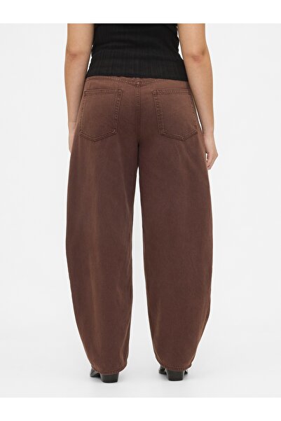 GAP Kadın Kahverengi High Rise UltraSoft Crossover Barrel Jean Pantolon