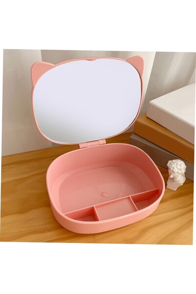 Flippy Organizer Box with Mirror, Flippy, 4 Compartments, for Cosmetics and Accessories, ABS, 17x13x6 cm, P