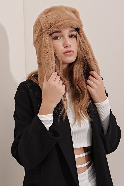 VAGGON Жіноча коричнева плюшева шапка з вушками Prmx2427