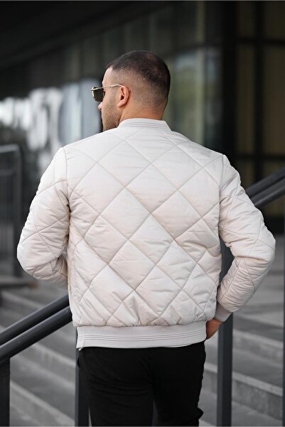 İBOSS MODA Quilted Bomber Seasonal Ribbed Lined Men's College Jacket