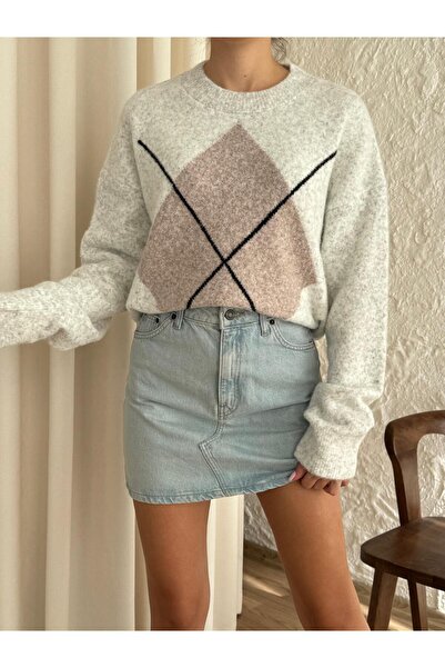 fujya Baklava Pattern Oversize Iris Knitwear Sweater
