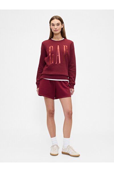 GAP Doorbuster Logo Sweatshirt 800444 Bisiklet Yaka Fleece Sweatshirt Kadın Sweatshirt BORDO