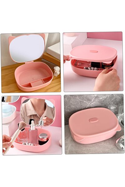 Flippy Organizer Box with Mirror, Flippy, 4 Compartments, for Cosmetics and Accessories, ABS, 17x13x6 cm, P