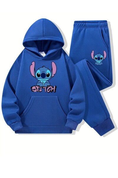 Keywest Children's Stitch Printed Oversize Hooded Sweatshirt - Tracksuit Set