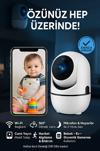 Zineets Gece Görüşlü 360º Kablosuz Bebek Izleme Kamerası Wifi Ip Kamera