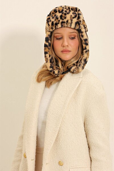 VAGGON Women's Leopard Leopard Print Headphone Clip Closure Hat Vgn-X11346