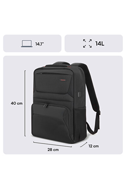 Mack حقيبة ظهر للأعمال X Notebook مقاس 14.1 بوصة من MCC-804 باللون الأسود