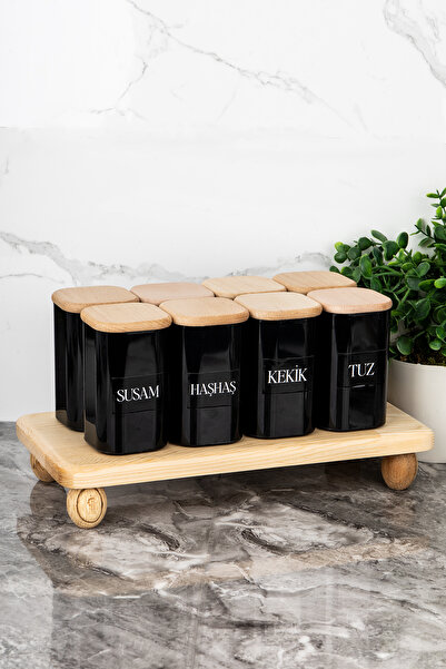 Dolkin Home 8 Piece Spice Jar Set with Stand, Label, Gift, Vacuum Lid, Acryli...