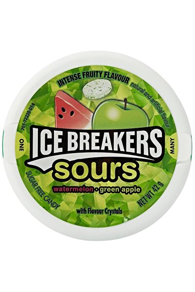Ice breakers حلوى البطيخ الحامض والتفاح الأخضر - 42 غرام، عبوة من 6 قطع