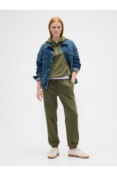 GAP Kadın Yeşil Logo Fleece Jogger Eşofman Altı