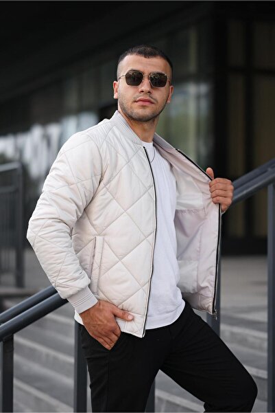 İBOSS MODA Quilted Bomber Seasonal Ribbed Lined Men's College Jacket