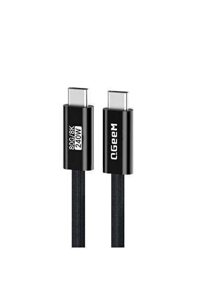 Qgeem Qg05 Type-C to Type-C Usb5 Pd Data Cable and Converter 240W 80Gbps 8K@60Hz 1.2 Meters Black