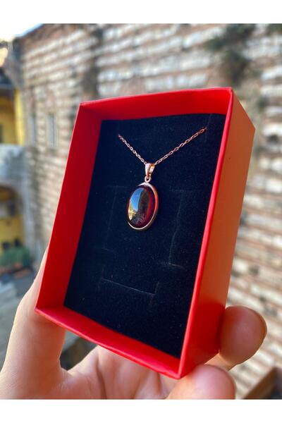 By Atölye Doğal Lal (Garnet) Taşlı Gümüş Büyük Kolye