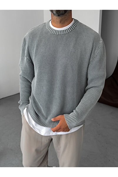 BYBASICMAN Сірий оверсайз-светр з в'язкою PM-027