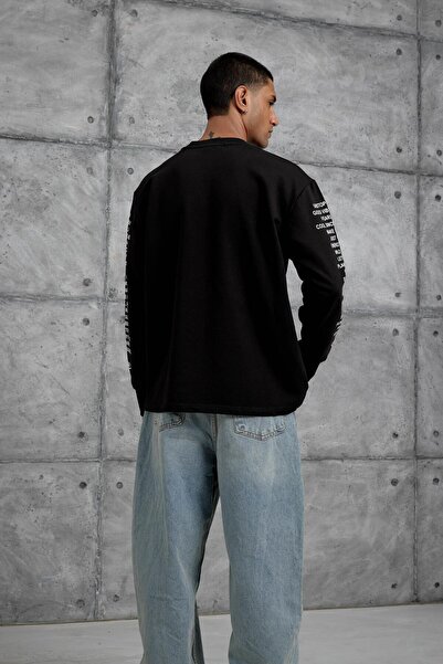 NOMARC Μπλουζάκι Oversize με λεπτομέρεια κειμένου στο μαύρο μανίκι