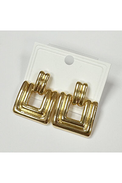 Perissy Gold Color Metal Earrings Shiny