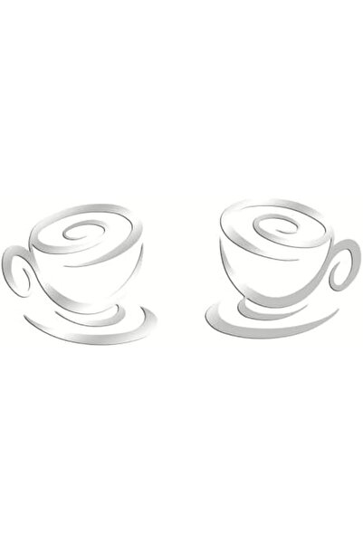 Slasa Glam Cup Design Wall Stickers by (5 x 5.5 inch, 1mm Acrylic, Silver Ref...
