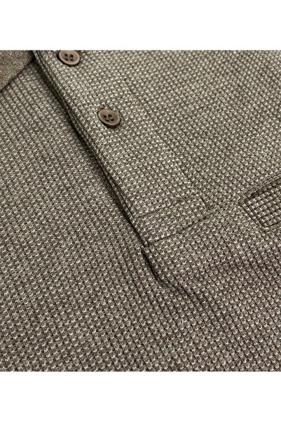 SÜVARİ Άνετο μακρυμάνικο φούτερ με λαιμόκοψη πόλο σε σκούρο καφέ χρώμα με τσέπες