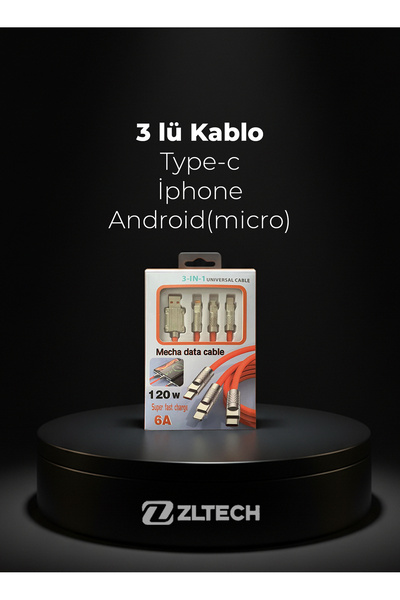 ZLTECH LİGHTNİNG TYPE-C MİCRO ÇOKLU USB KABLO