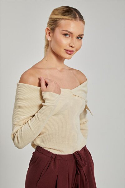 BARRELS AND OIL Madonna ovratnik ženska pletena odjeća - kamen