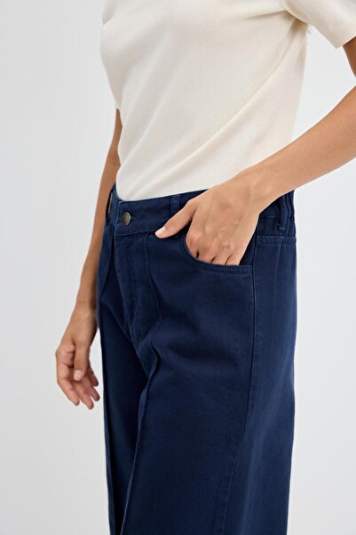 KADRİYE BAŞTÜRK Double Paça Gabardin Pantolon Lacivert