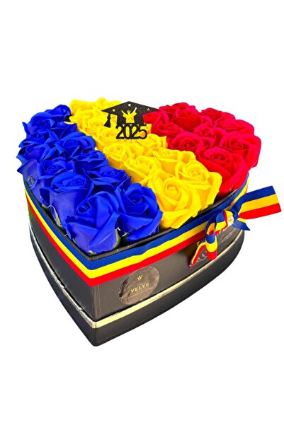 velve Aranjament floral Tricolor, cu 31 trandafiri din sapun, cu mini topper Absolvent 2025