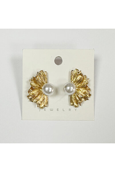 Perissy Pearl detailed gold color earrings