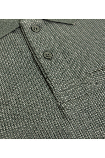 SÜVARİ Άνετο πουλόβερ με λαιμόκοψη πόλο με μακρυμάνικο χακί πράσινο σχέδιο με τσέπες