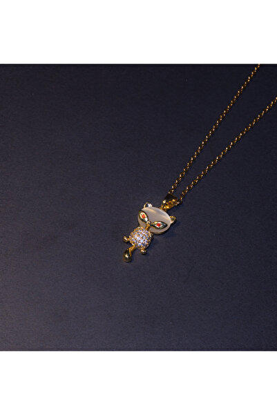 Erkutlar Ticaret Kedi Figürlü Taşlı Kolye - Hediyelik Kolye