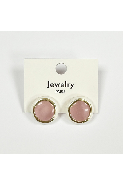 Perissy White Pink Gold Detailed Earrings